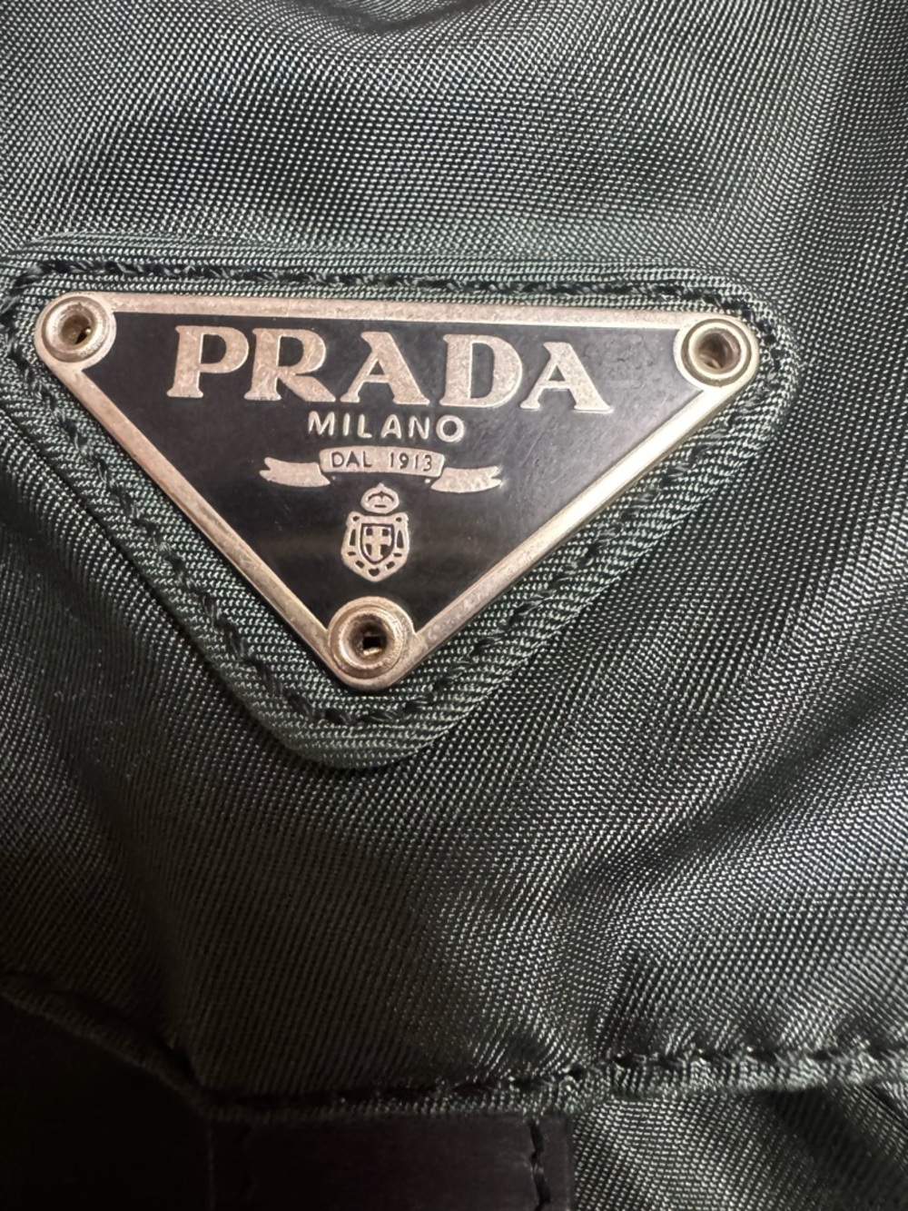 PRADA Vela Double Front Pockets Nylon Backpack Green COA & Dust Bag Medium - Picture 6 of 16